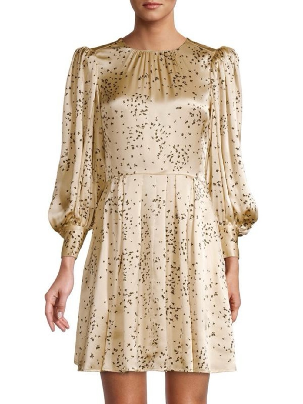 Rebecca Taylor Scattered Fleur 100% Silk Dress in Champagne